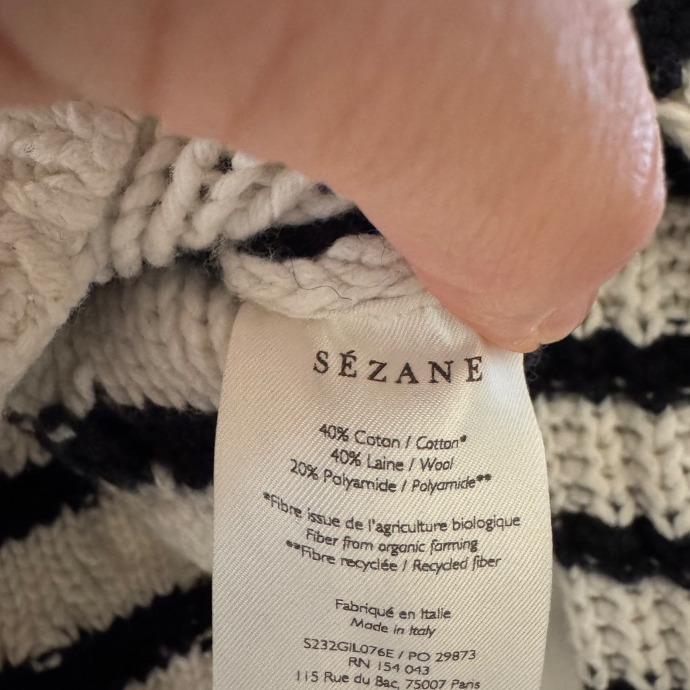Sezane Sean Cardigan Ecru / Navy - Size XS - Picture 6 of 6